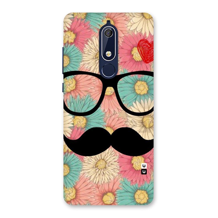 Floral Moustache Back Case for Nokia 5.1