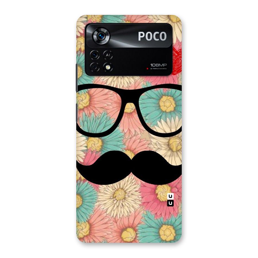Floral Moustache Back Case for Poco X4 Pro 5G