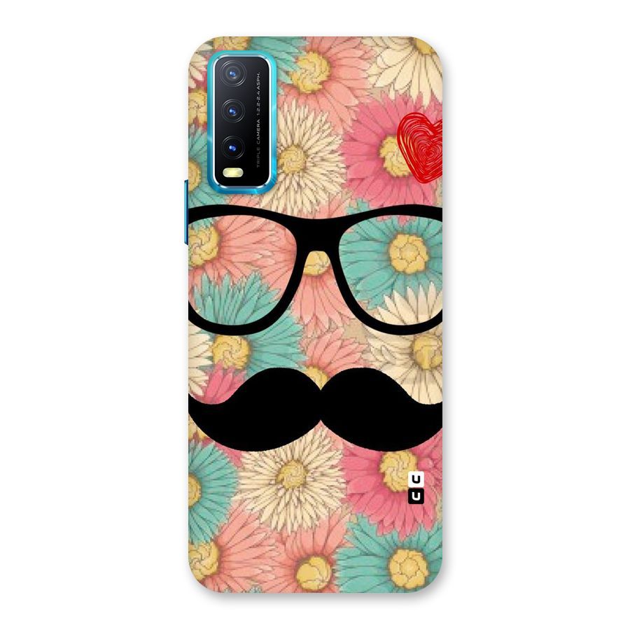 Floral Moustache Back Case for Vivo Y20A