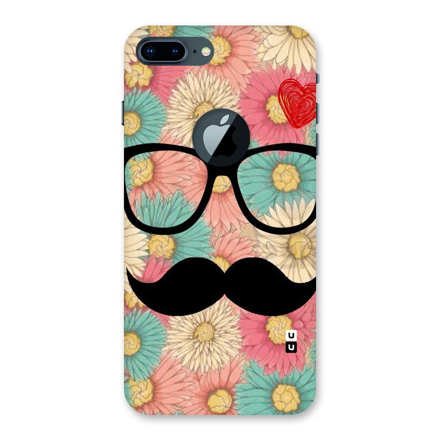 Floral Moustache Back Case for iPhone 7 Plus Logo Cut