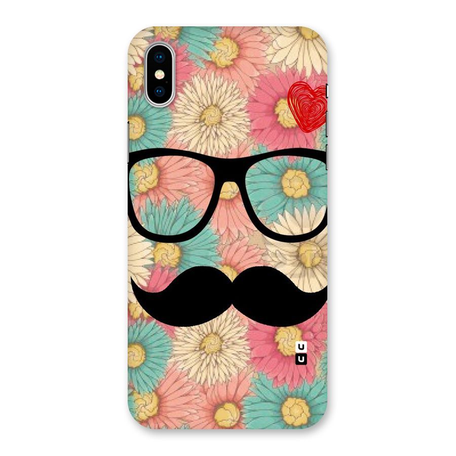 Floral Moustache Back Case for iPhone XS