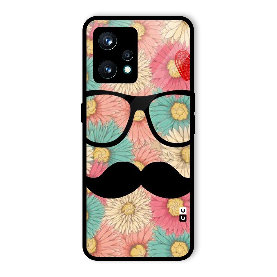 Floral Moustache Glass Back Case for Realme 9 Pro Plus 5G