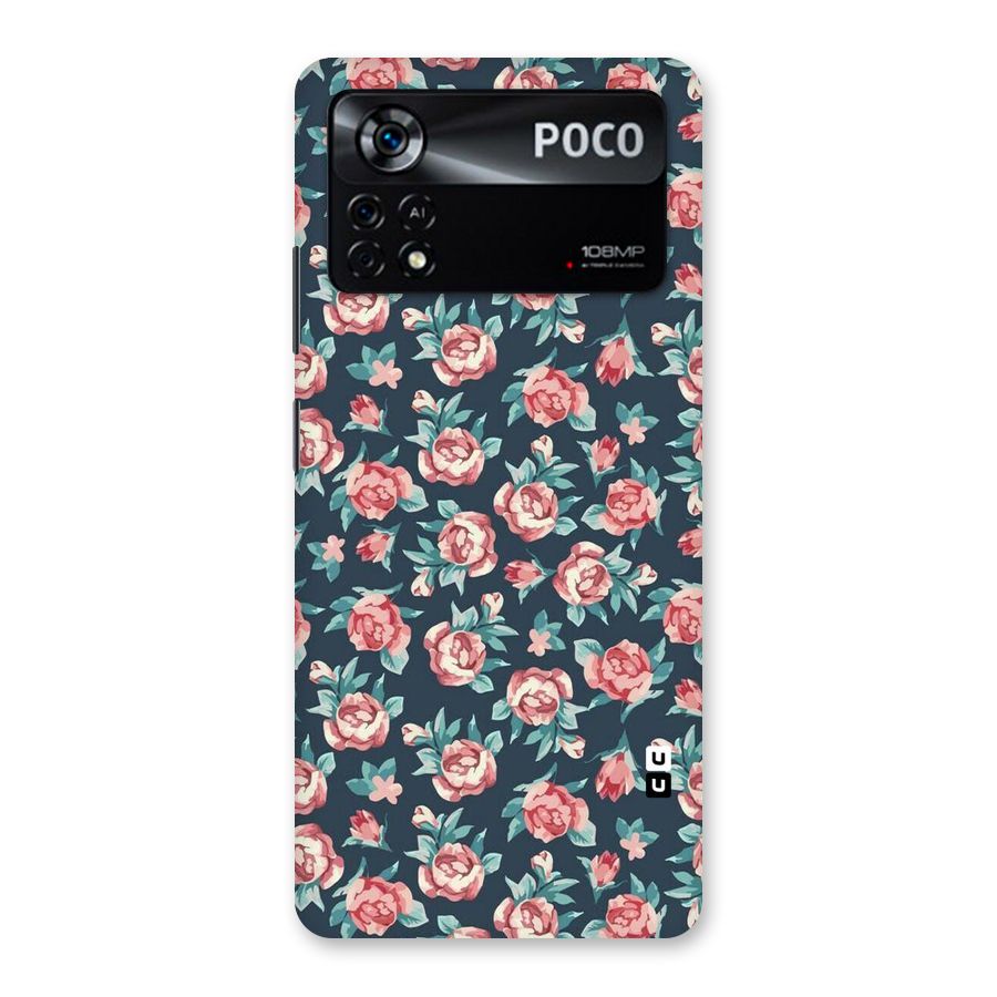 Floral Navy Bloom Back Case for Poco X4 Pro 5G