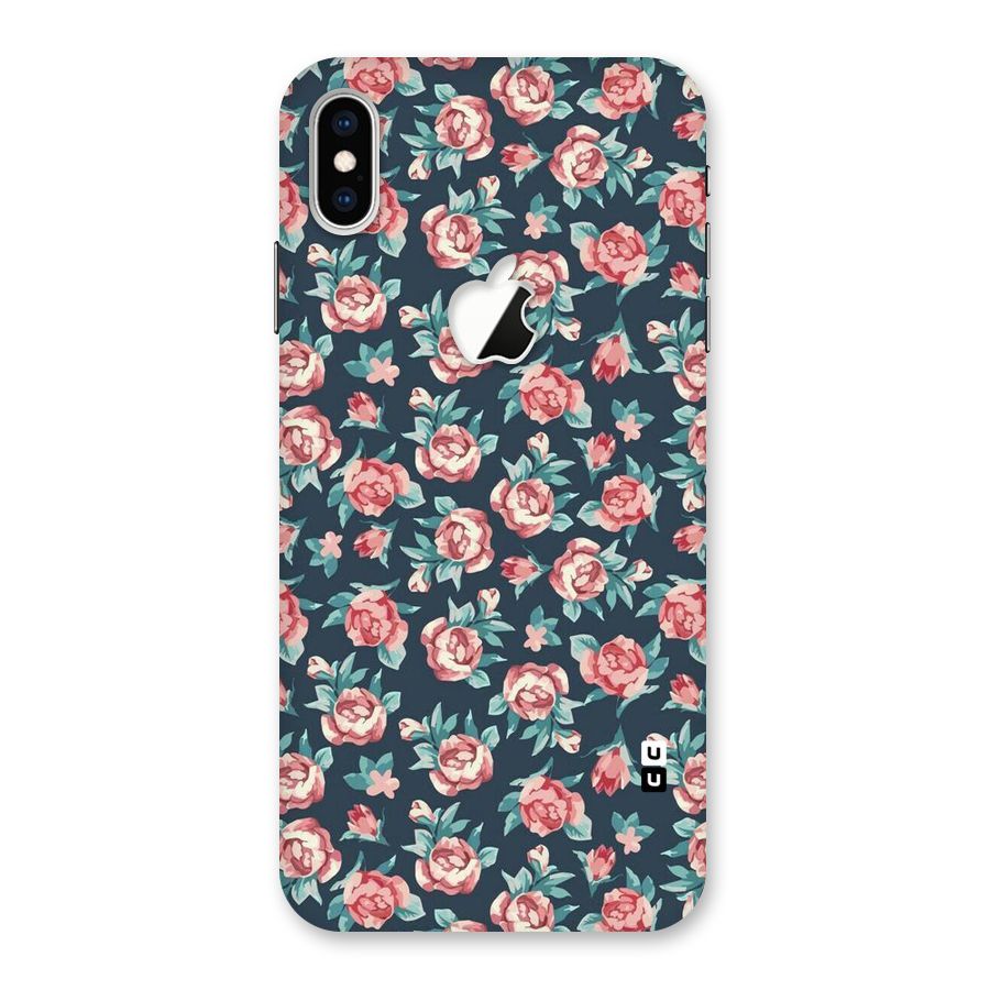 Floral Navy Bloom Back Case for iPhone XS Max Apple Cut