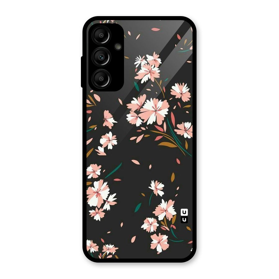 Floral Petals Peach Glass Back Case for Galaxy A14 5G