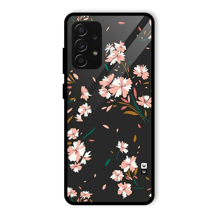 Floral Petals Peach Glass Back Case for Galaxy A53 5G