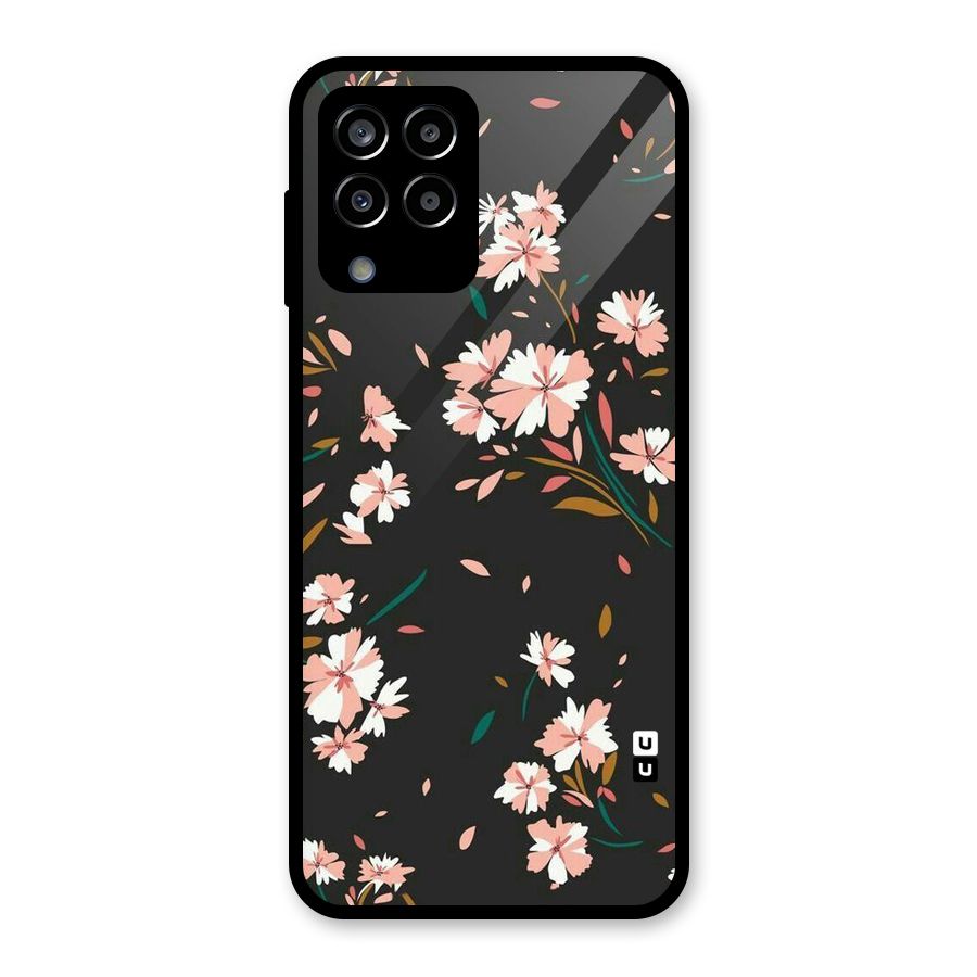 Floral Petals Peach Glass Back Case for Galaxy M33