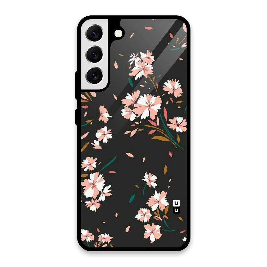 Floral Petals Peach Glass Back Case for Galaxy S22 Plus 5G