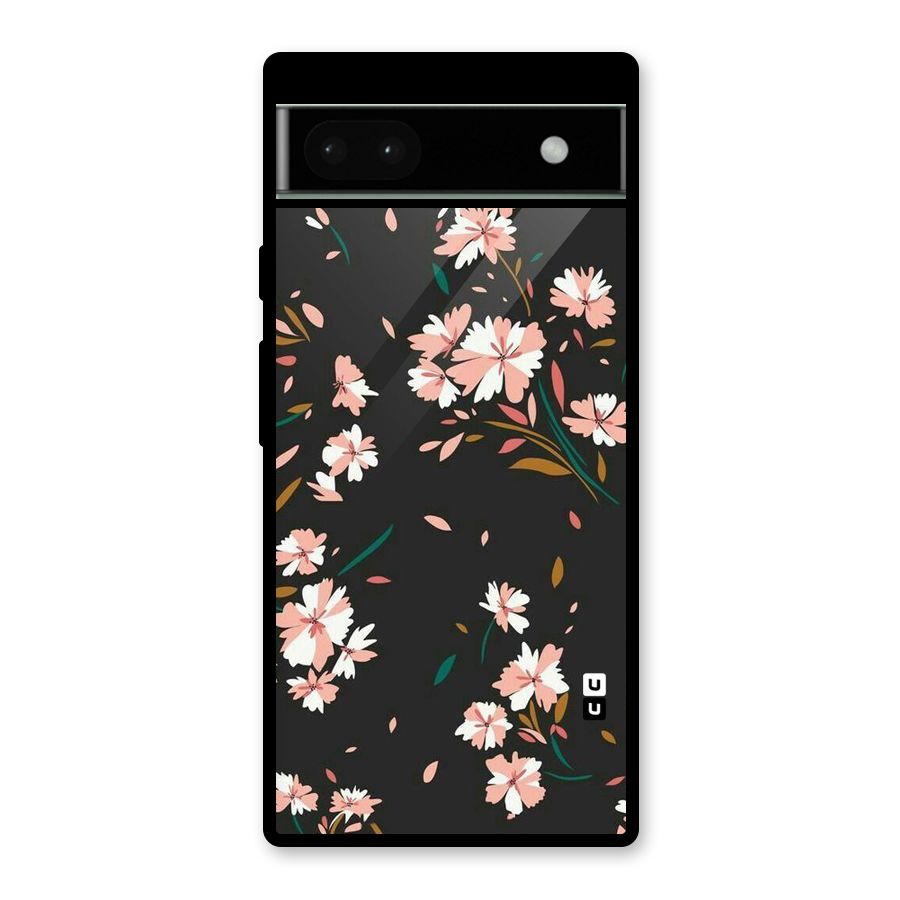Floral Petals Peach Glass Back Case for Google Pixel 6a