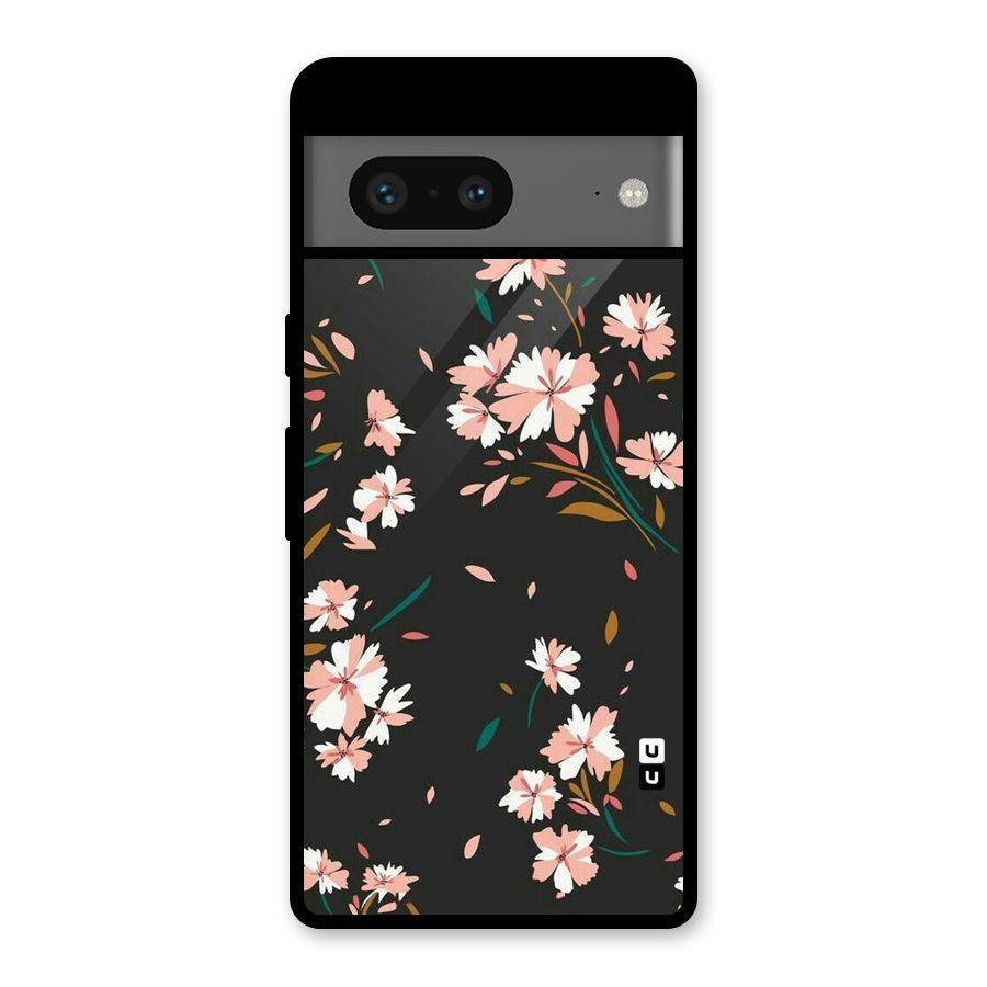 Floral Petals Peach Glass Back Case for Google Pixel 7