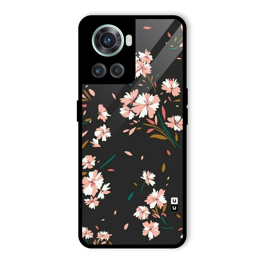 Floral Petals Peach Glass Back Case for OnePlus 10R