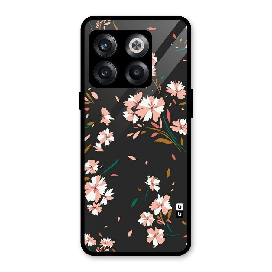 Floral Petals Peach Glass Back Case for OnePlus 10T