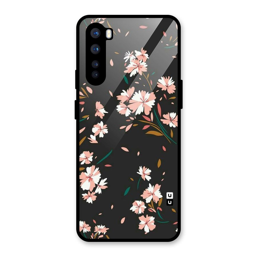 Floral Petals Peach Glass Back Case for OnePlus Nord
