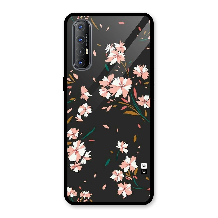 Floral Petals Peach Glass Back Case for Oppo Reno3 Pro