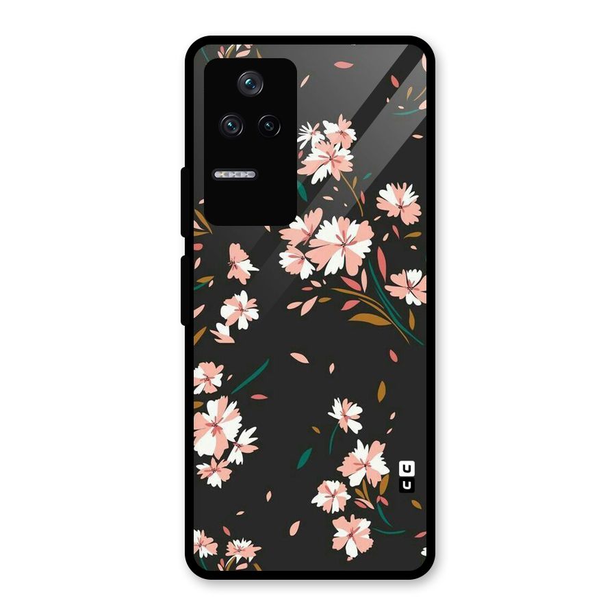 Floral Petals Peach Glass Back Case for Poco F4 5G