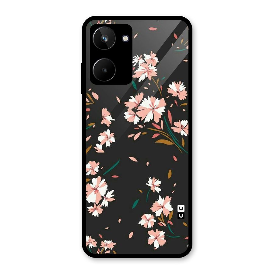 Floral Petals Peach Glass Back Case for Realme 10