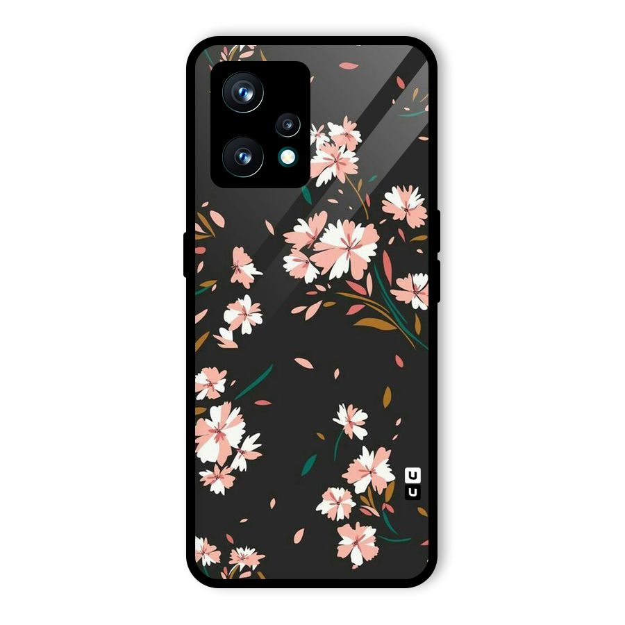 Floral Petals Peach Glass Back Case for Realme 9 Pro Plus 5G