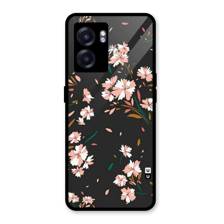 Floral Petals Peach Glass Back Case for Realme Narzo 50 5G
