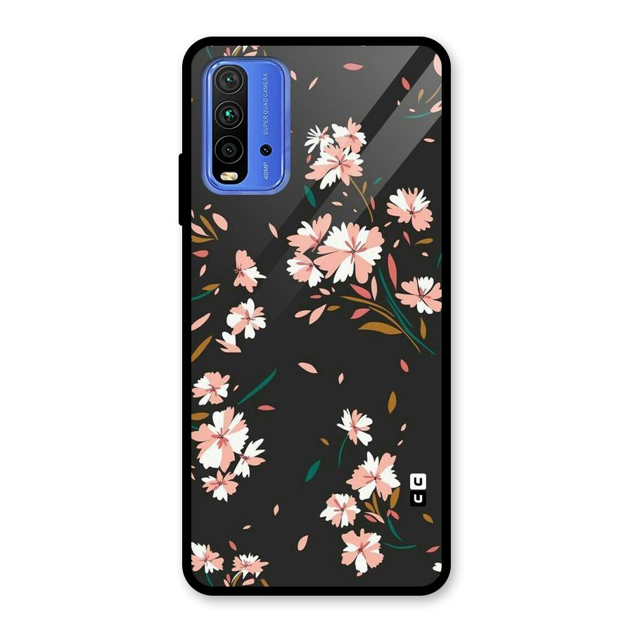 Floral Petals Peach Glass Back Case for Redmi 9 Power