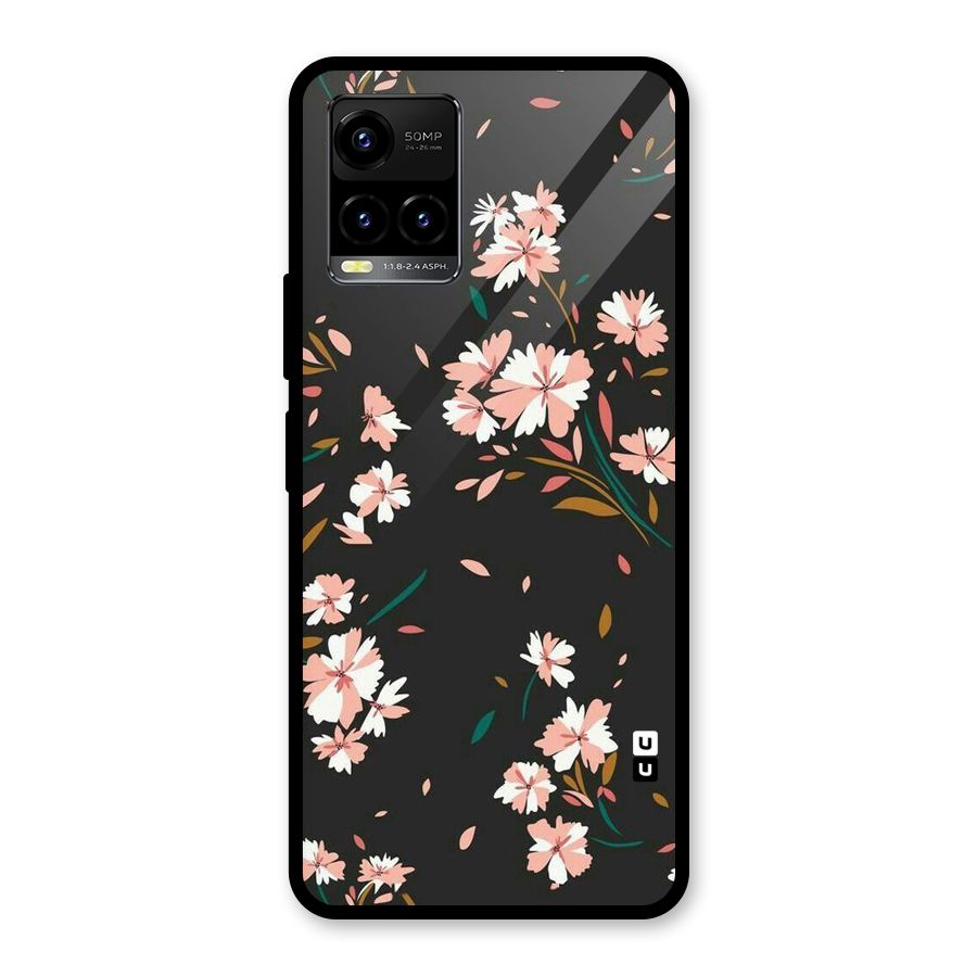 Floral Petals Peach Glass Back Case for Vivo Y21A