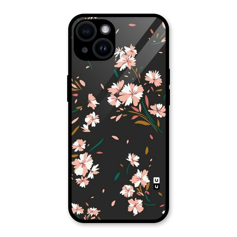Floral Petals Peach Glass Back Case for iPhone 14
