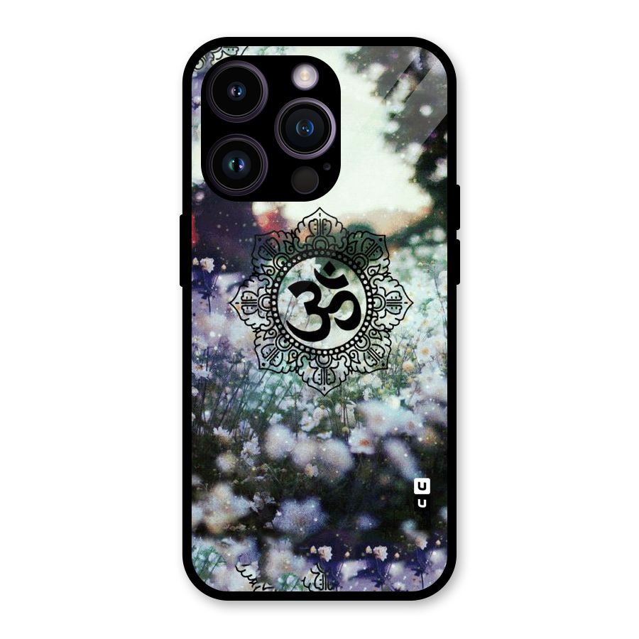 Floral Pray Glass Back Case for iPhone 14 Pro