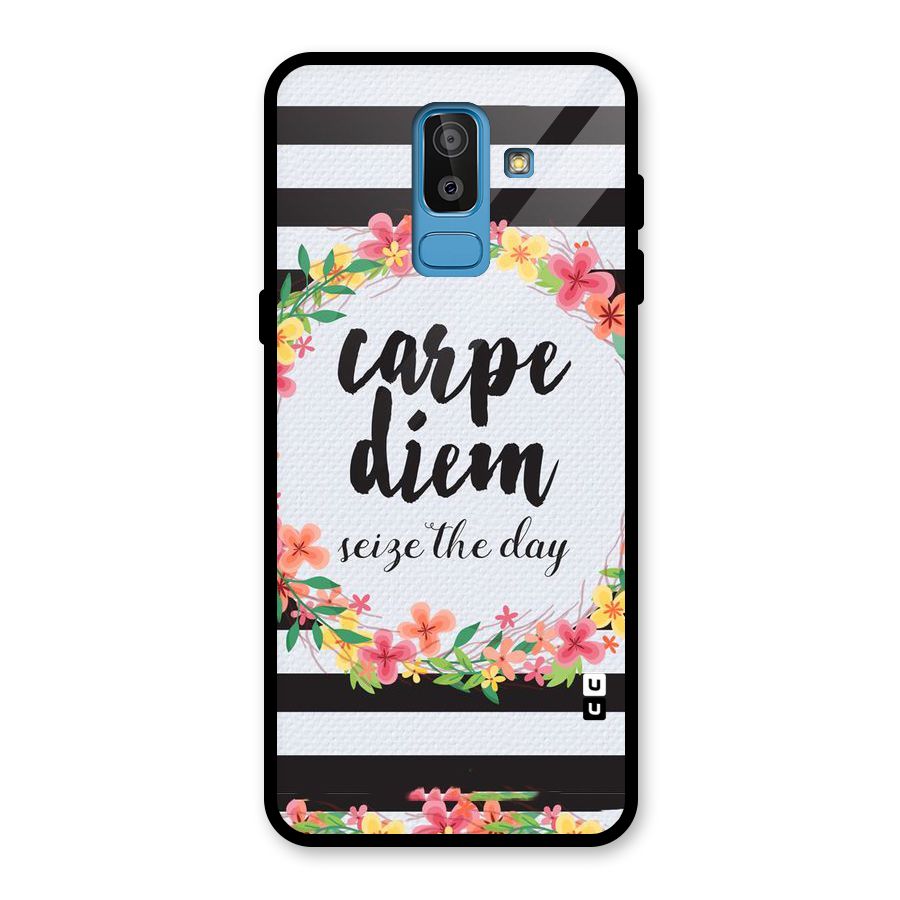 Floral Seize The Day Glass Back Case for Galaxy J8