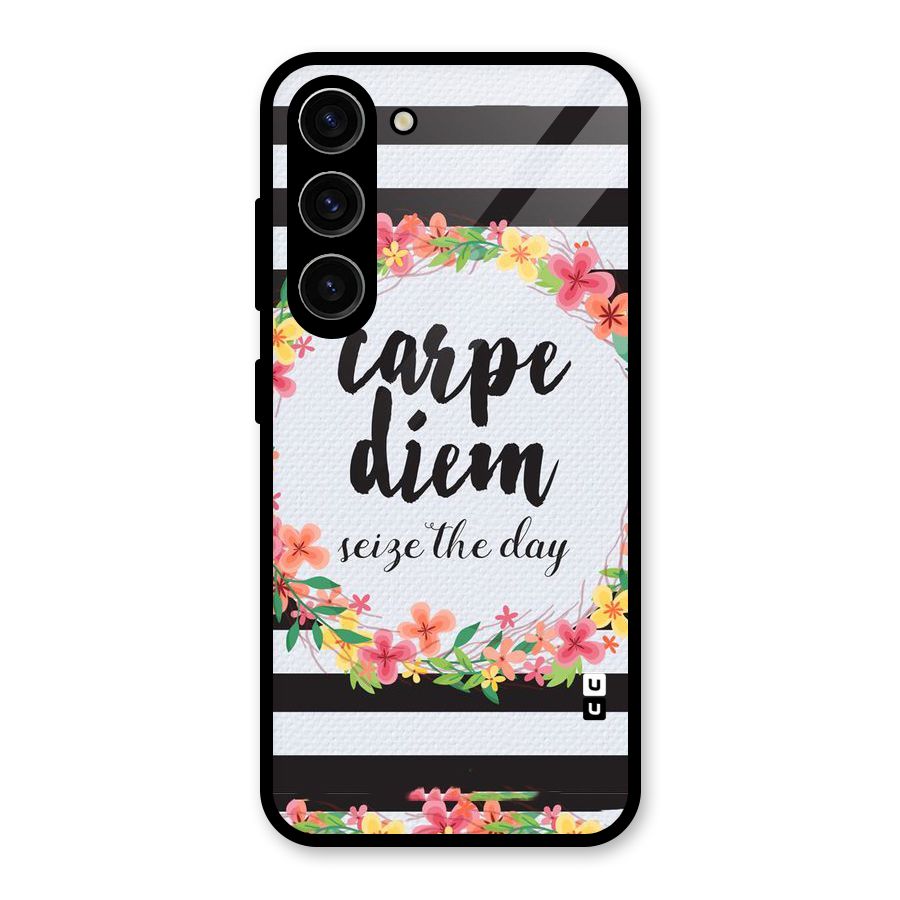 Floral Seize The Day Glass Back Case for Galaxy S23