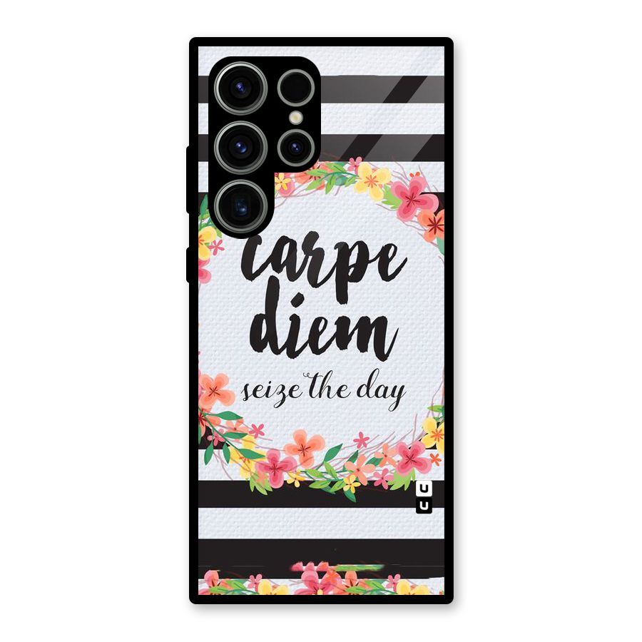 Floral Seize The Day Glass Back Case for Galaxy S23 Ultra