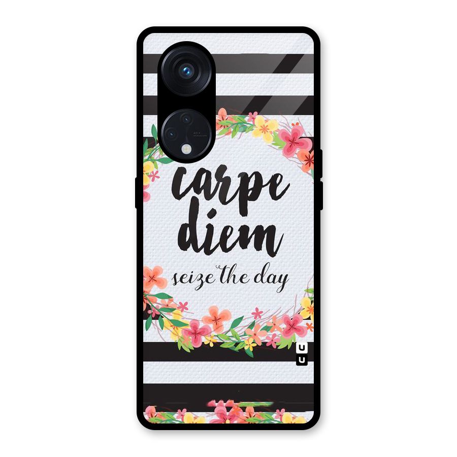 Floral Seize The Day Glass Back Case for Reno8 T 5G
