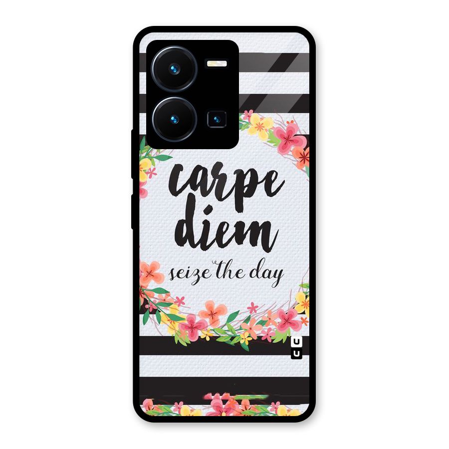 Floral Seize The Day Glass Back Case for Vivo Y35