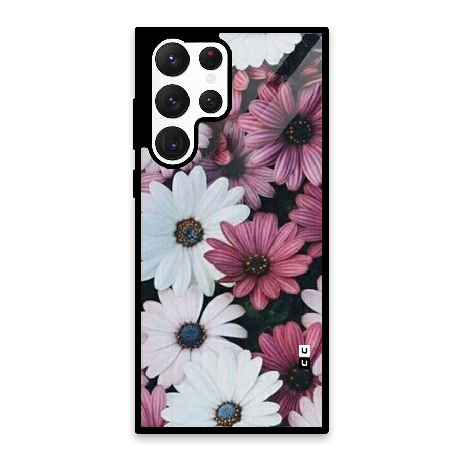 Floral Shades Pink Glass Back Case for Galaxy S22 Ultra 5G