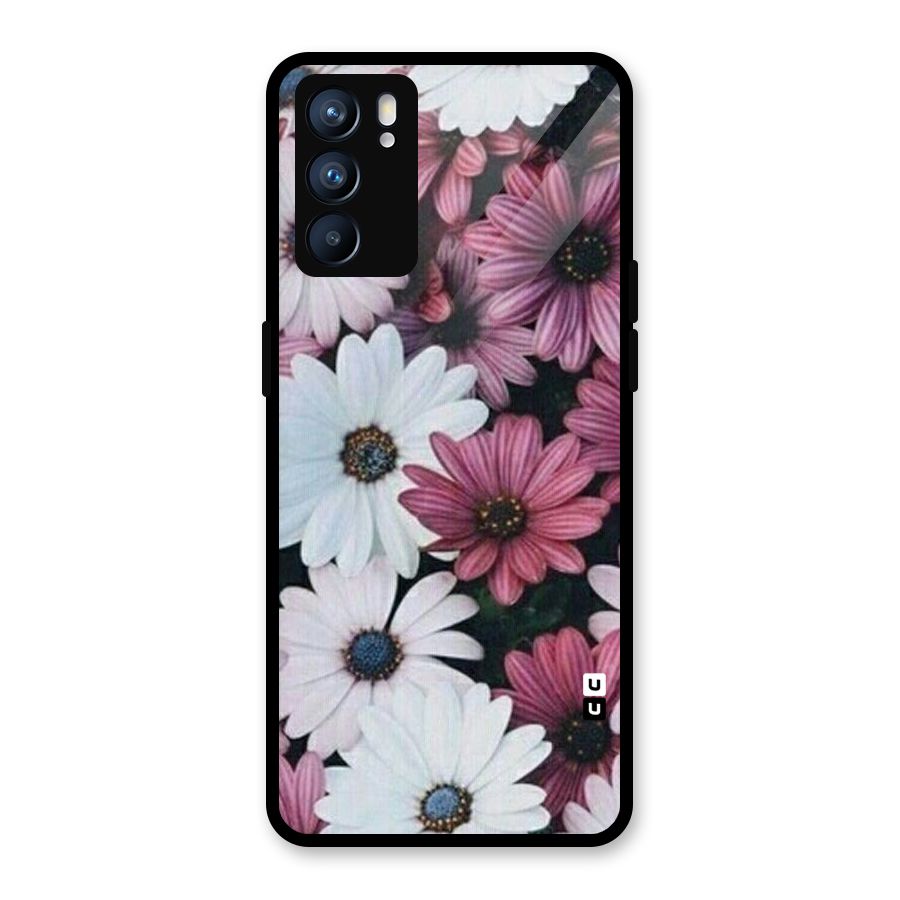 Floral Shades Pink Glass Back Case for Oppo Reno6 5G