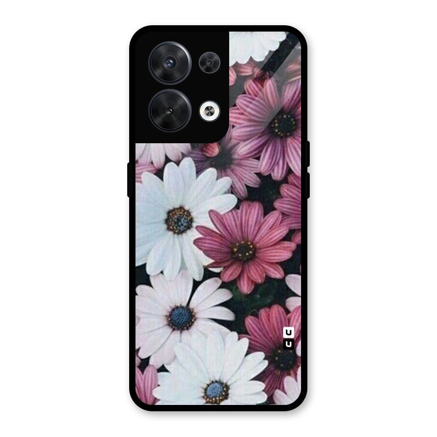 Floral Shades Pink Glass Back Case for Oppo Reno8 5G