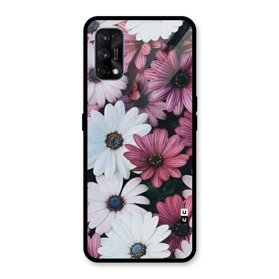Floral Shades Pink Glass Back Case for Realme 7 Pro