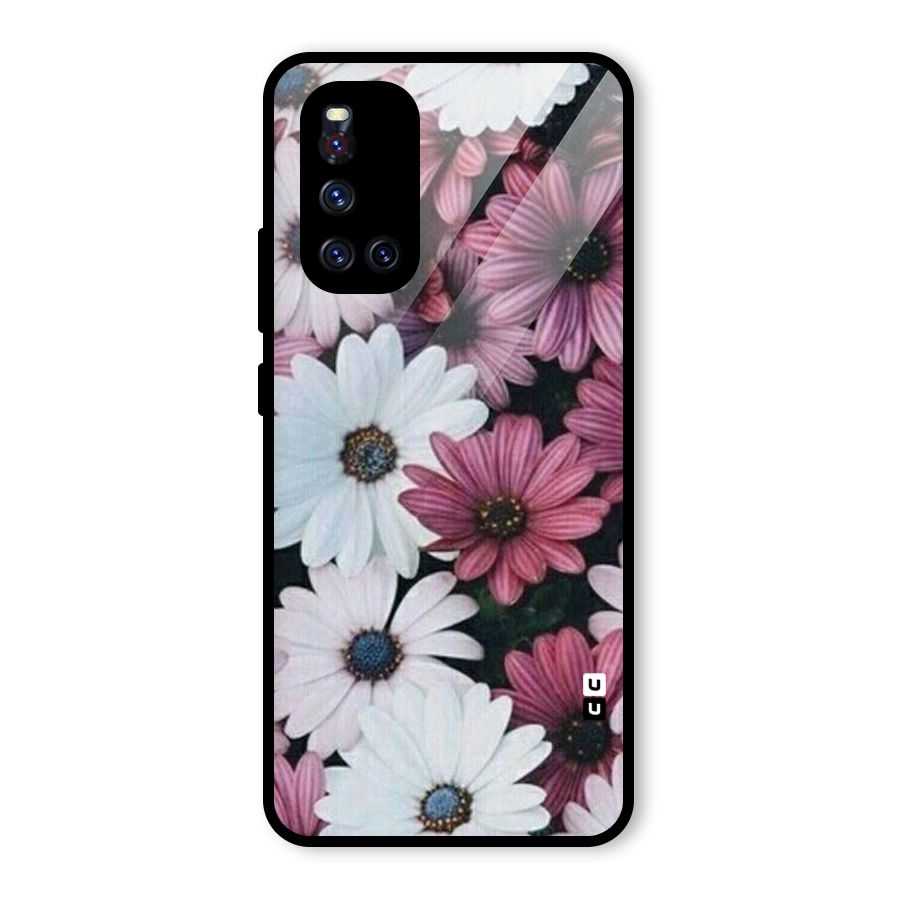 Floral Shades Pink Glass Back Case for Vivo V19