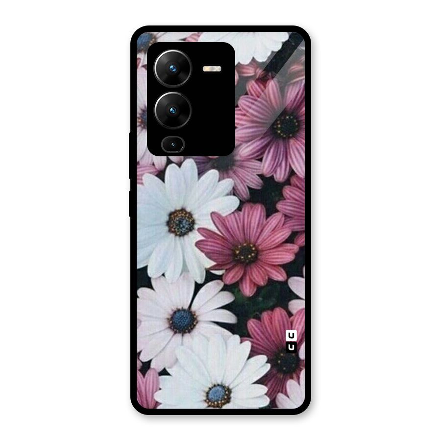 Floral Shades Pink Glass Back Case for Vivo V25 Pro