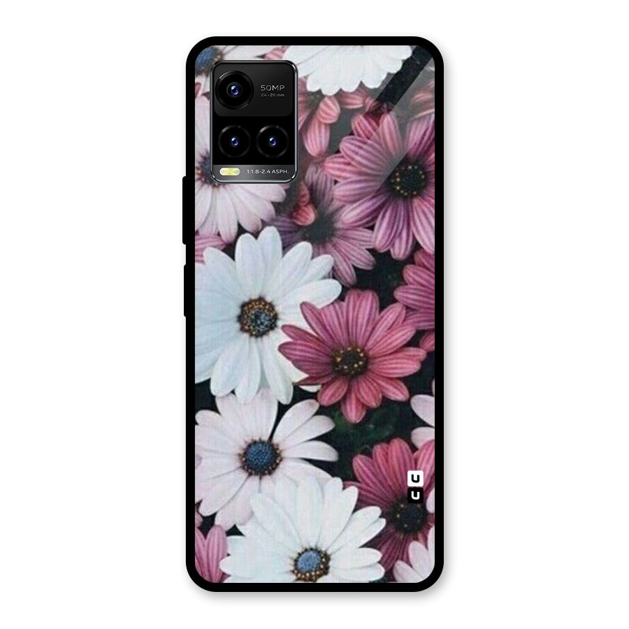 Floral Shades Pink Glass Back Case for Vivo Y21A