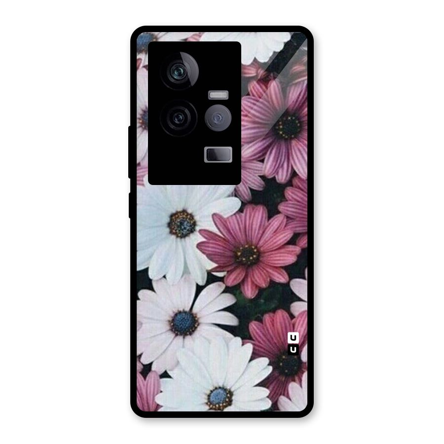 Floral Shades Pink Glass Back Case for Vivo iQOO 11 5G