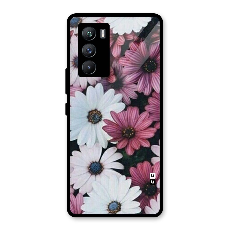 Floral Shades Pink Glass Back Case for Vivo iQOO 9 SE