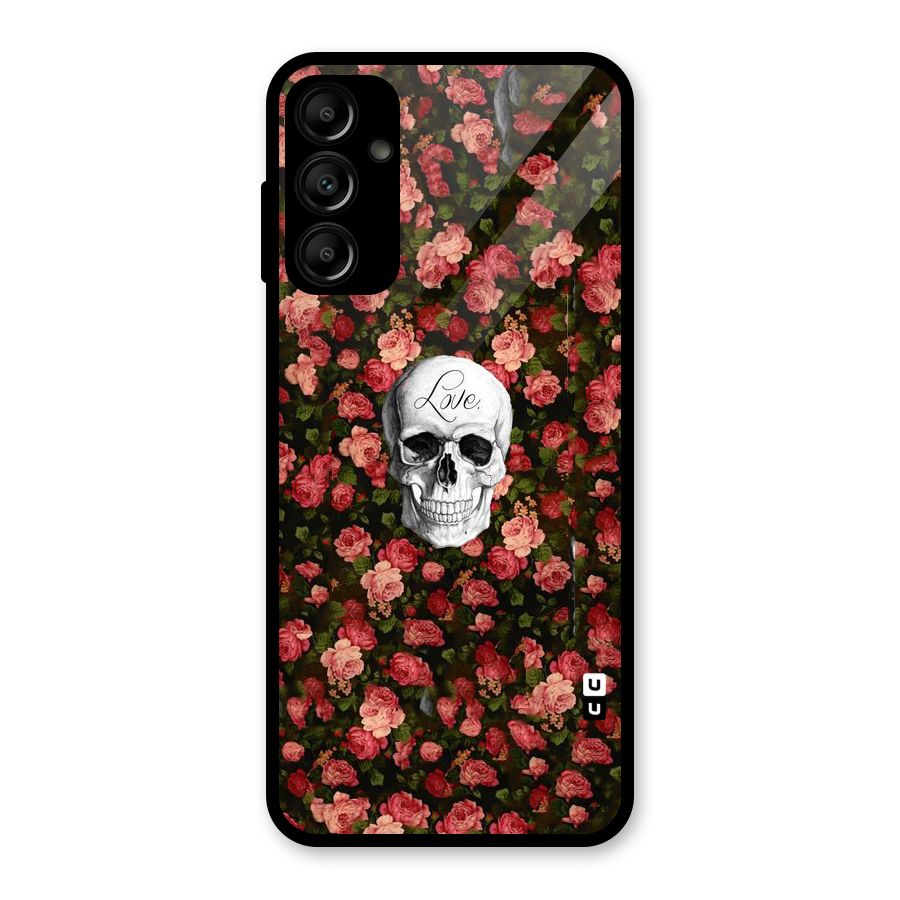 Floral Skull Love Glass Back Case for Galaxy A14 5G