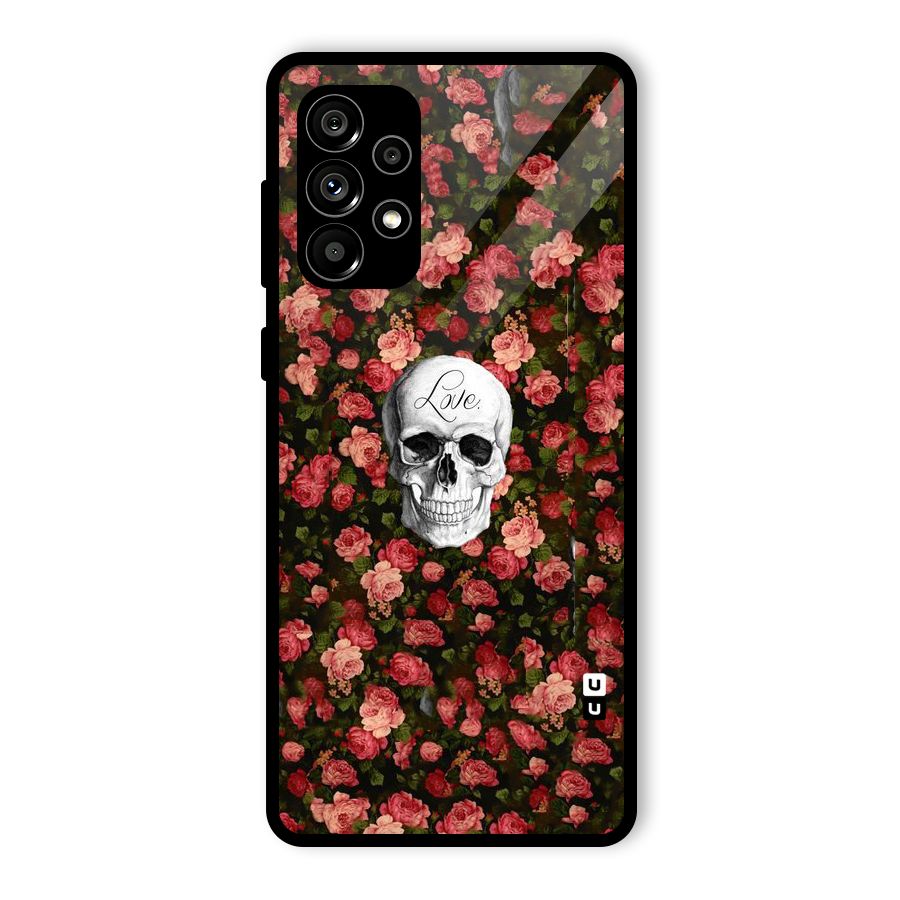 Floral Skull Love Glass Back Case for Galaxy A73 5G