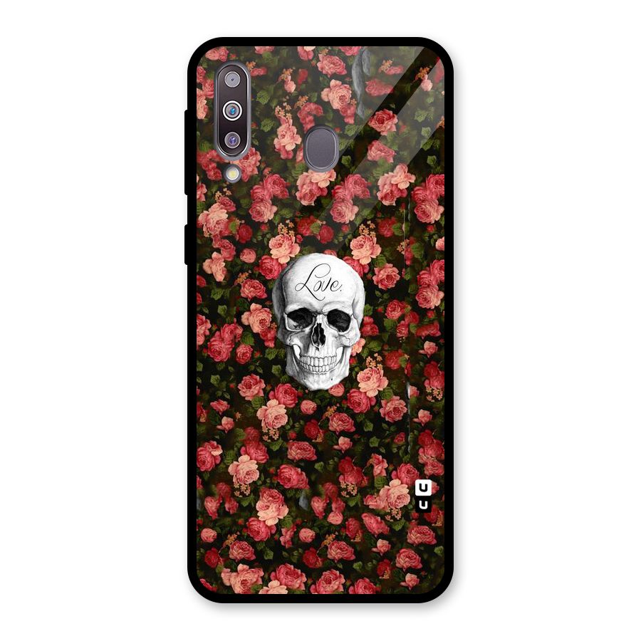 Floral Skull Love Glass Back Case for Galaxy M30