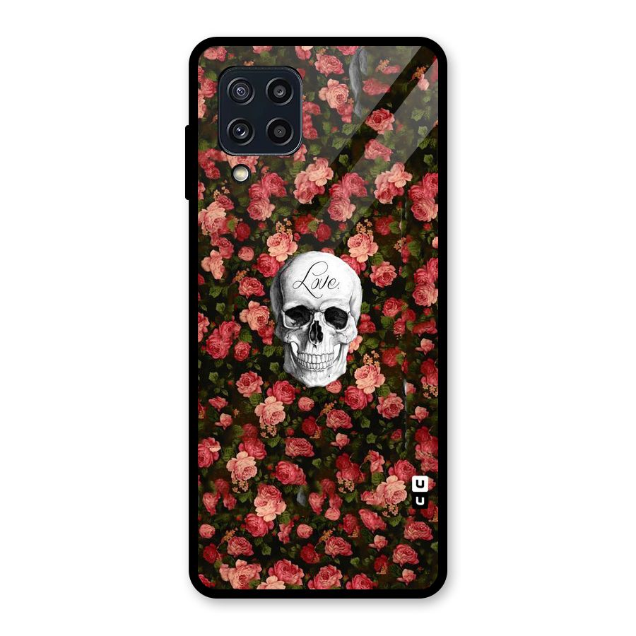 Floral Skull Love Glass Back Case for Galaxy M32