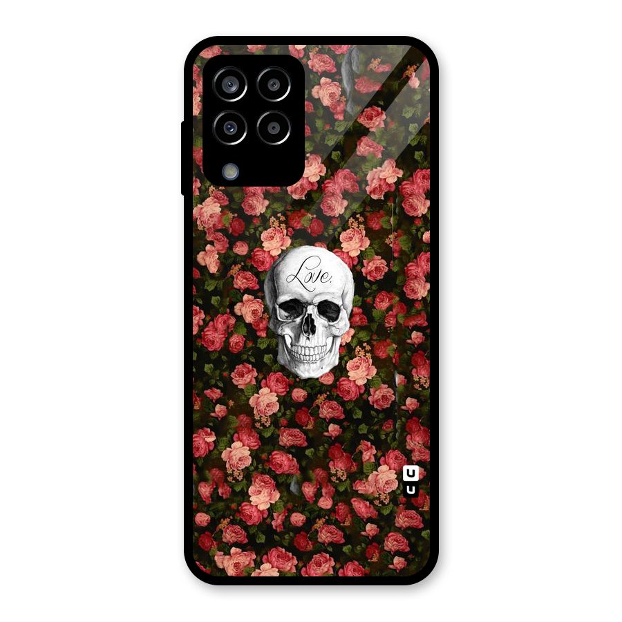 Floral Skull Love Glass Back Case for Galaxy M33