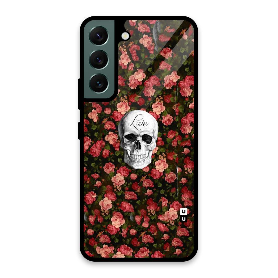 Floral Skull Love Glass Back Case for Galaxy S22 5G