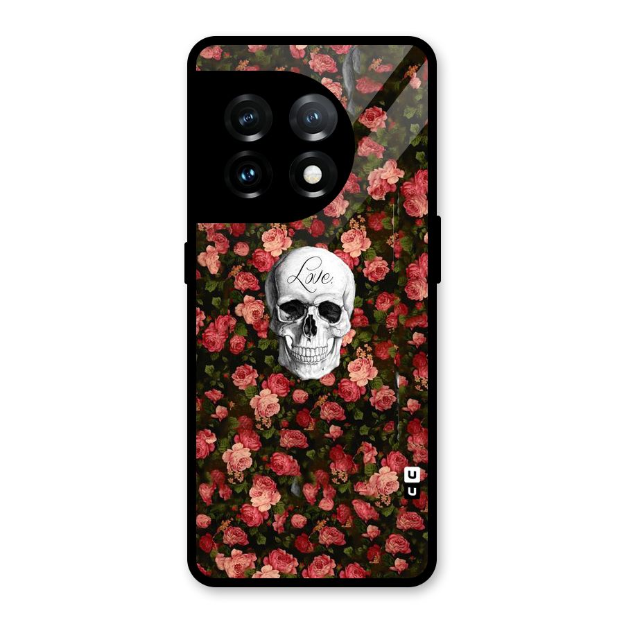 Floral Skull Love Glass Back Case for OnePlus 11