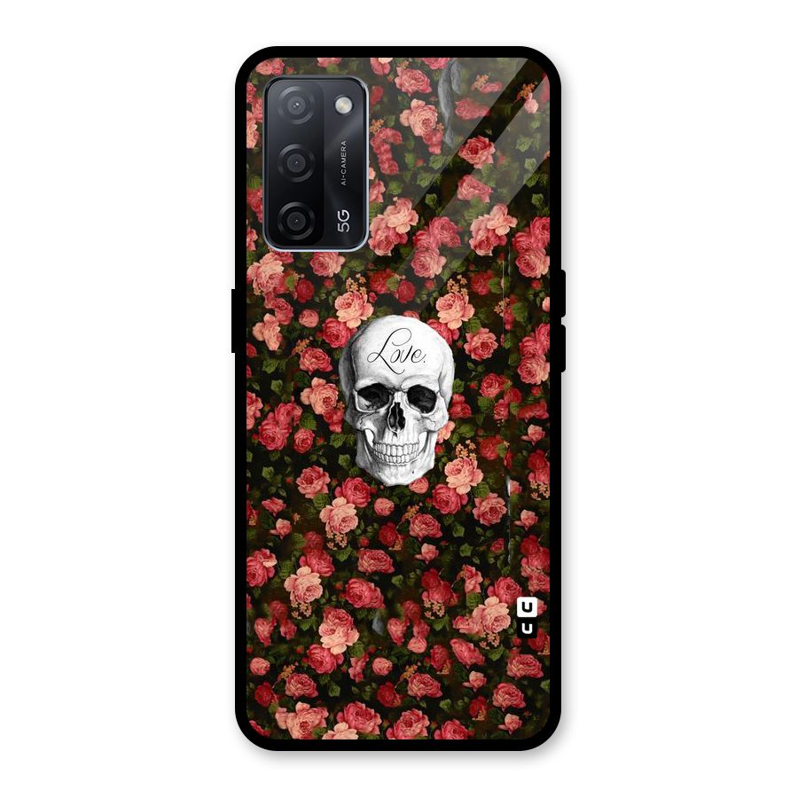 Floral Skull Love Glass Back Case for Oppo A53s 5G