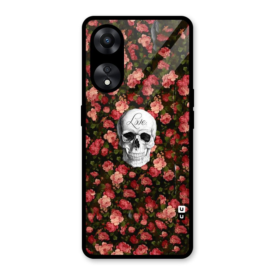 Floral Skull Love Glass Back Case for Oppo A78