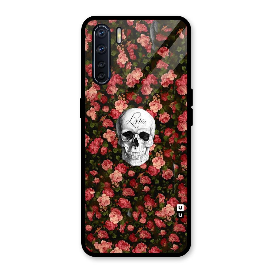 Floral Skull Love Glass Back Case for Oppo F15